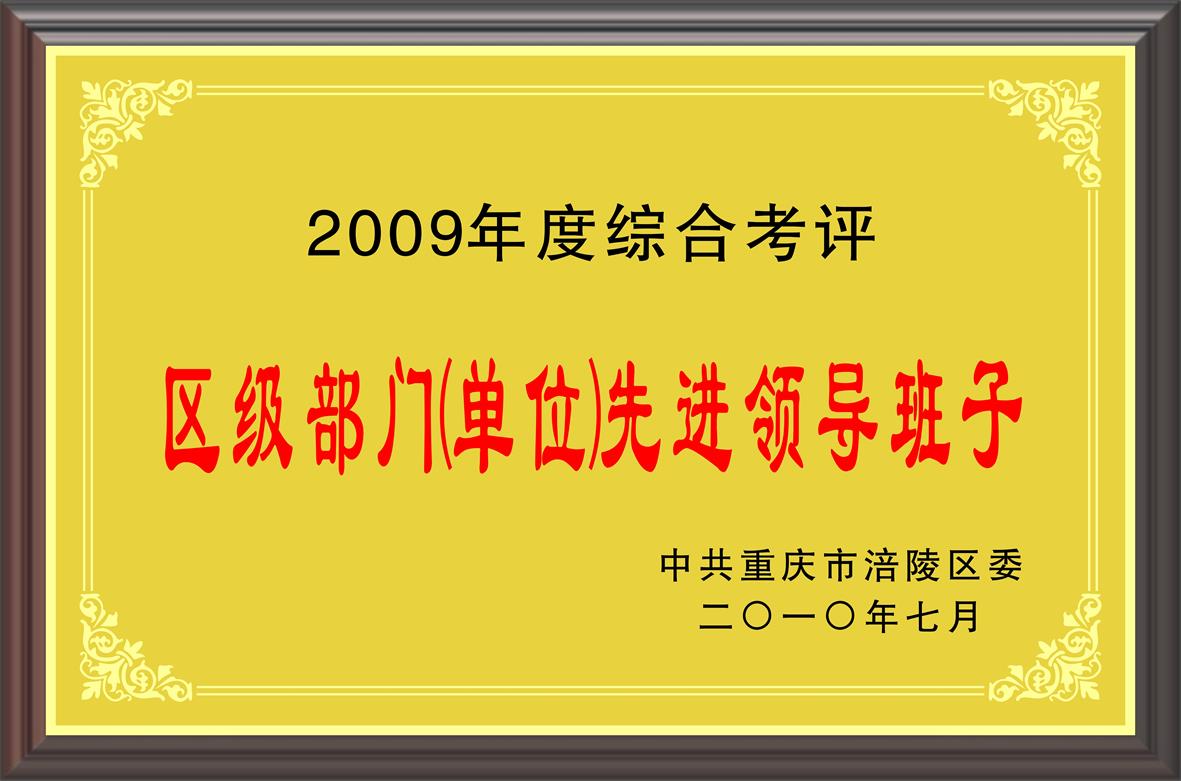 2009年度综合考评 区级部门（单位）先进领导班子