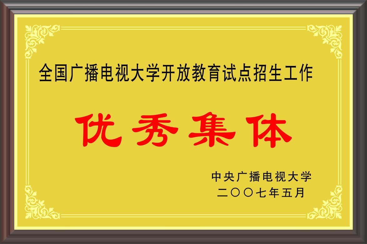 全国广播电视大学开放教育试点招生工作  优秀集体
